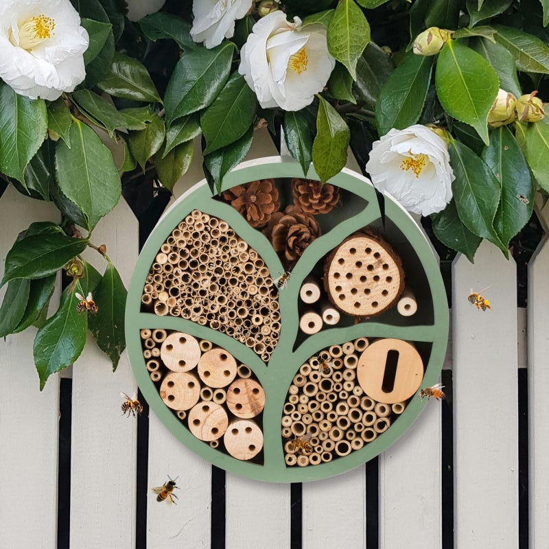Topadorn 11â€ Woonden Multi Habitat Insect House Outdoor Garden Decorative Insect Hotels for Bee Butterfly and Beetle Tree of Life - Image 4